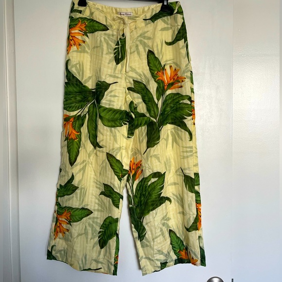 Tommy Bahama Pants - Tommy Bahama Silk Floral Wide Leg Cropped Pants Size 10